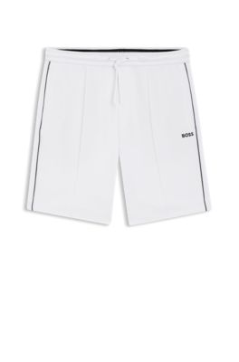 Shorts de algod&oacute;n con ribetes, Blanco