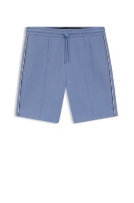 Piped-trim shorts in a cotton blend, Light Blue