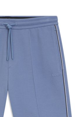 Piped-trim shorts in a cotton blend, Light Blue