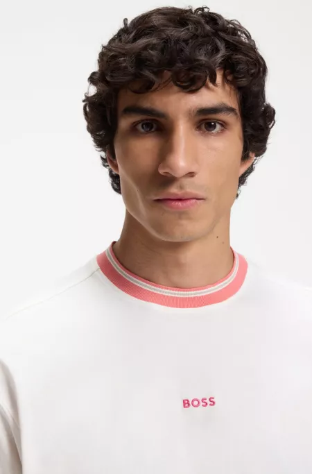 Relaxed-fit T-shirt in cotton with striped trims