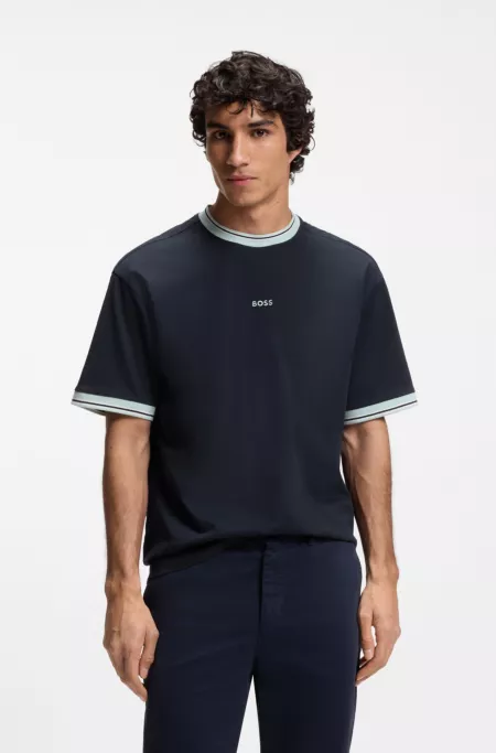 Relaxed-fit T-shirt in cotton with striped trims
