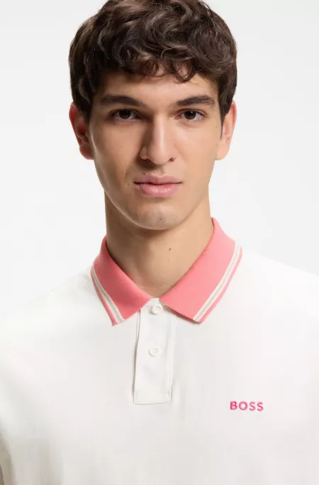 Cotton-jersey polo shirt with stripe trims