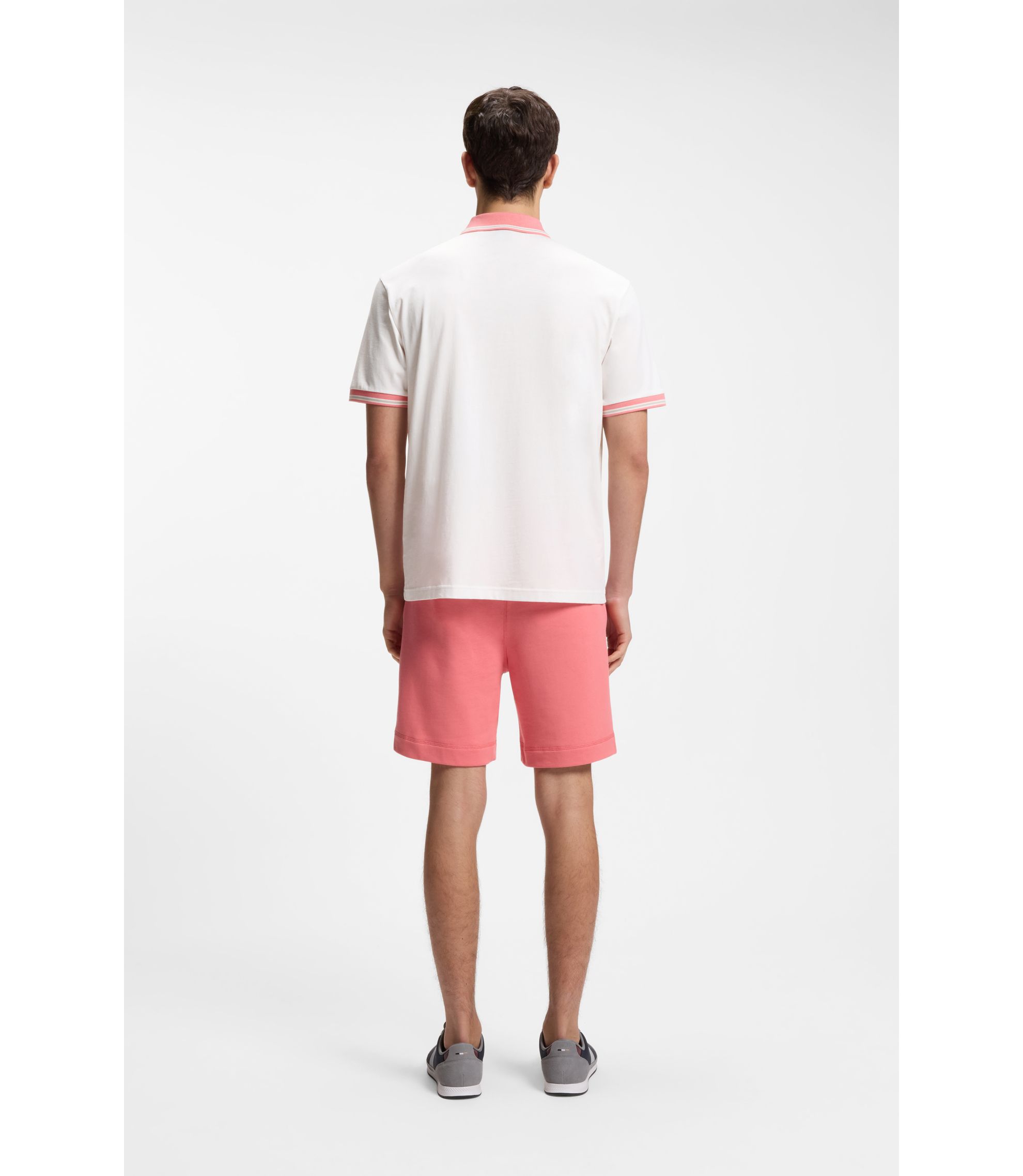 BOSS - Cotton-jersey polo shirt with stripe trims - White