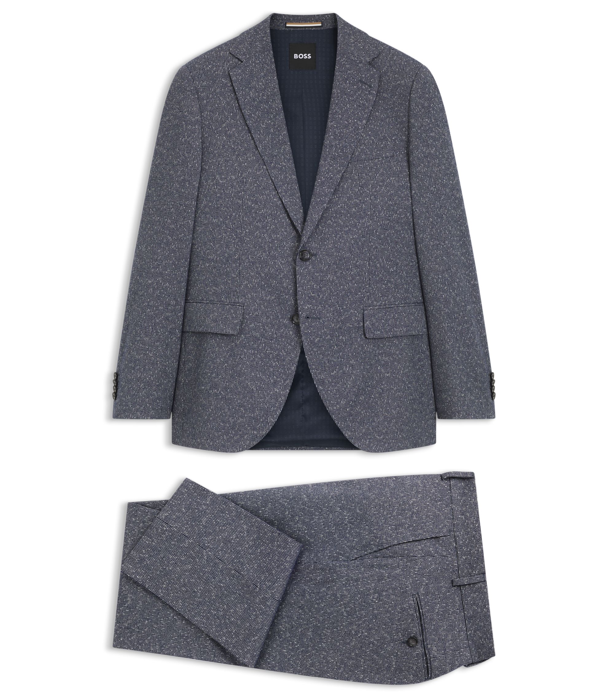 BOSS - Two-piece regular-fit suit in stretch bouclé - Dark Blue