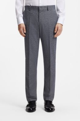 Traje regular fit de dos piezas en boucl&eacute; el&aacute;stico, Azul oscuro