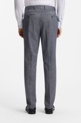 Traje regular fit de dos piezas en boucl&eacute; el&aacute;stico, Azul oscuro