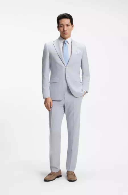 Two-piece regular-fit suit in stretch bouclé
