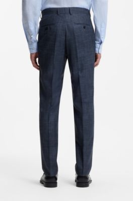 Two-piece slim-fit suit in wool, silk and linen, Light Blue