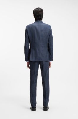 Two-piece slim-fit suit in wool, silk and linen, Light Blue
