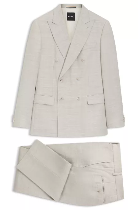 Two-piece slim-fit suit in striped linen and wool