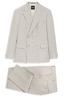 Two-piece slim-fit suit in striped linen and wool