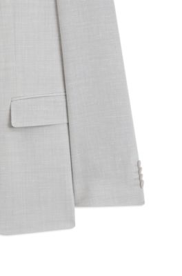 Two-piece slim-fit suit in micro-patterned cloth, Light Grey