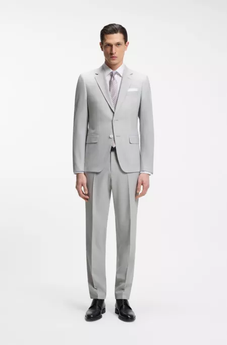 Two-piece slim-fit suit in micro-patterned cloth