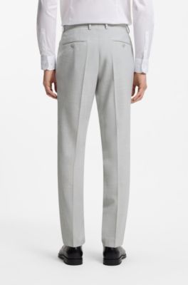 Two-piece slim-fit suit in micro-patterned cloth, Light Grey