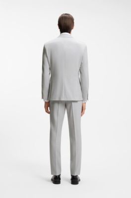 Traje slim fit de dos piezas en tejido con microestampado, Gris claro