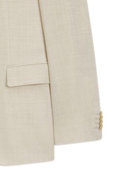 Two-piece slim-fit suit in micro-patterned cloth, Light Beige