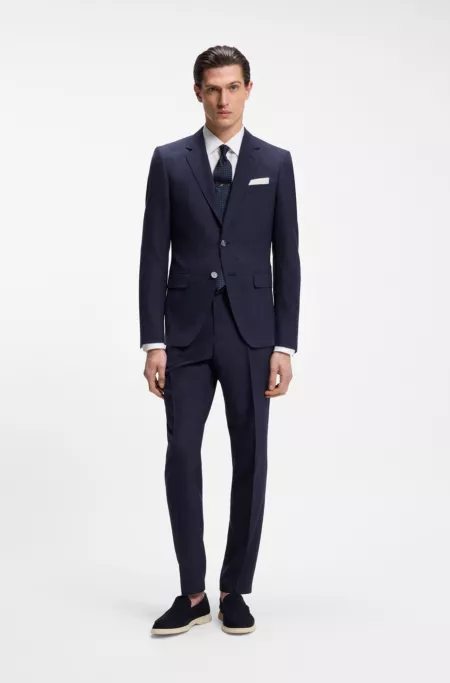 Two-piece slim-fit suit in micro-patterned cloth