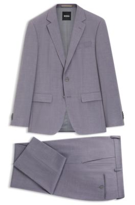 Two-piece slim-fit suit in micro-patterned cloth, Purple