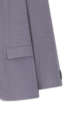 Two-piece slim-fit suit in micro-patterned cloth, Purple