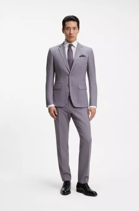 Two-piece slim-fit suit in micro-patterned cloth