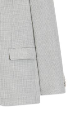 Two-piece slim-fit suit in cotton and virgin wool, Light Grey