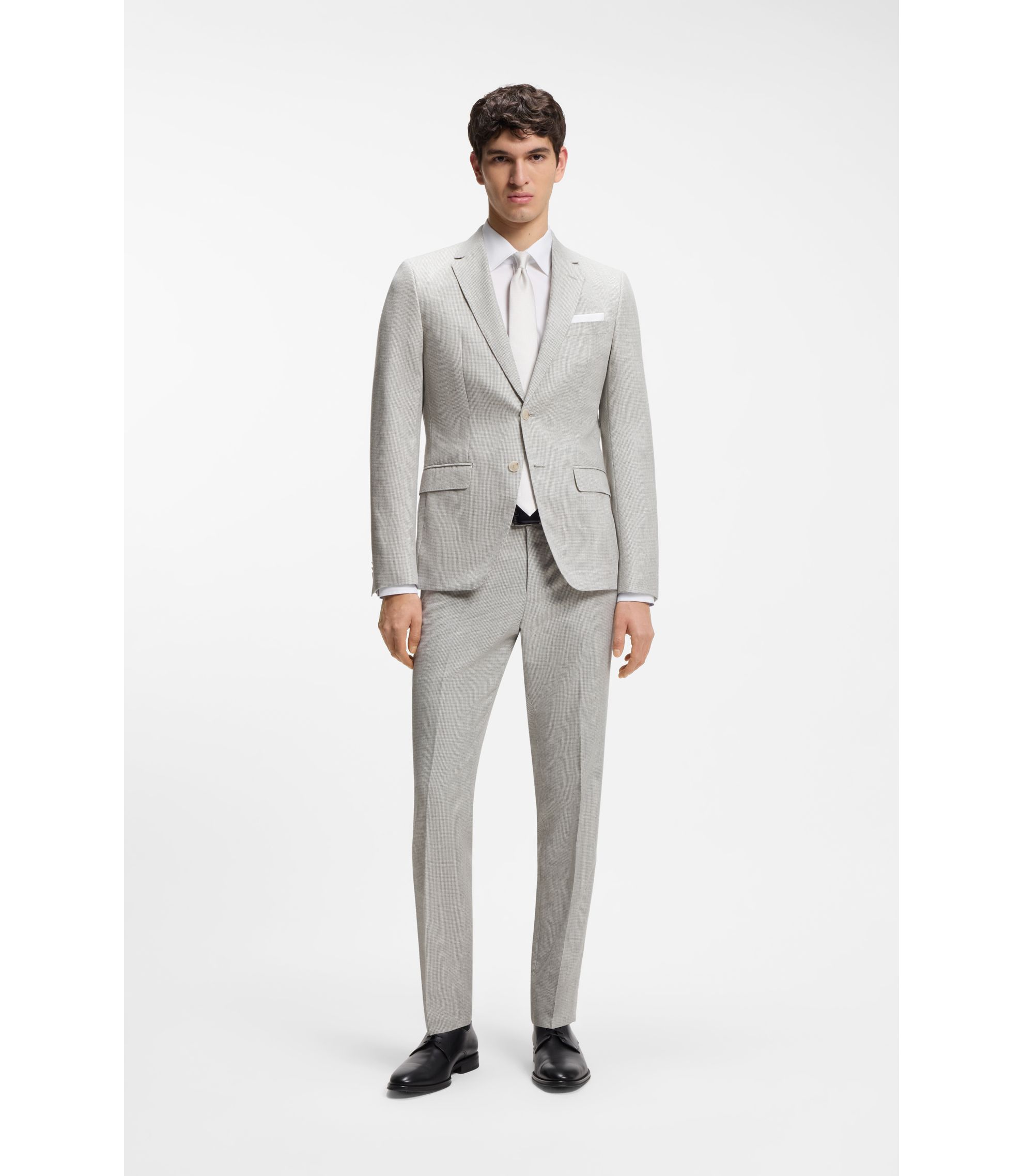 BOSS ライトグレースーツ　50 BOSS - Two-piece slim-fit suit in cotton and virgin wool - Light Grey