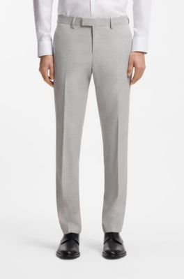 Two-piece slim-fit suit in cotton and virgin wool, Light Grey