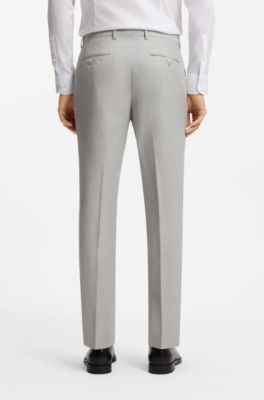 Two-piece slim-fit suit in cotton and virgin wool, Light Grey