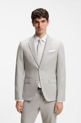 Two-piece slim-fit suit in cotton and virgin wool, Light Grey