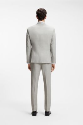 Two-piece slim-fit suit in cotton and virgin wool, Light Grey