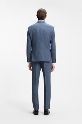 Traje slim fit de dos piezas en algod&oacute;n con lana virgen, Celeste