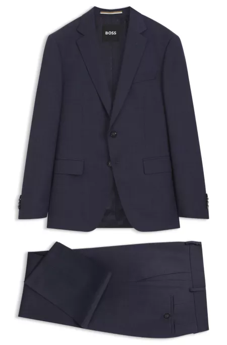 Three-piece slim-fit suit in virgin-wool serge