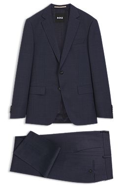 Three-piece slim-fit suit in virgin-wool serge