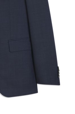 Traje slim fit con chaleco en sarga de lana virgen, Celeste