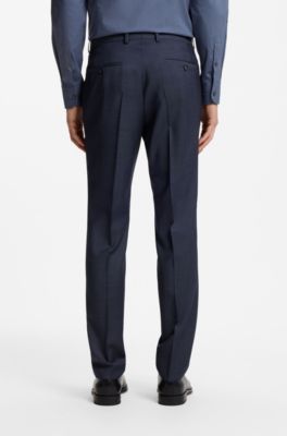 Traje slim fit con chaleco en sarga de lana virgen, Celeste