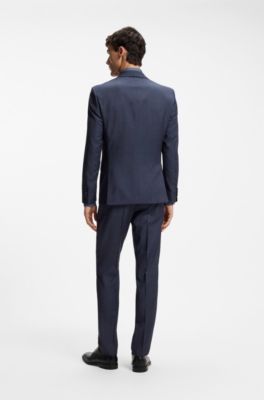 Three-piece slim-fit suit in virgin-wool serge, Light Blue