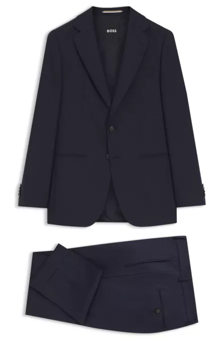 Two-piece slim-fit suit in checked virgin wool
