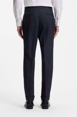 Two-piece slim-fit suit in checked virgin wool, Dark Blue