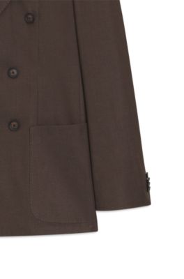 Two-piece slim-fit suit in stretch cotton, Dark Brown