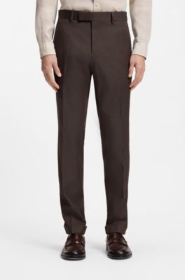 Two-piece slim-fit suit in stretch cotton, Dark Brown