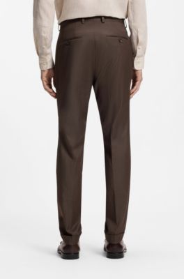 Two-piece slim-fit suit in stretch cotton, Dark Brown