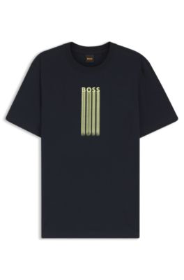 T-shirt en jersey de coton &agrave; logo artistique, Bleu fonc&eacute;