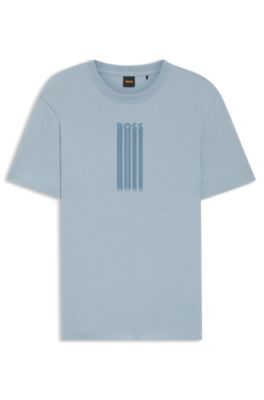 T-shirt en jersey de coton &agrave; logo artistique, bleu clair
