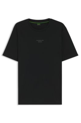 Camiseta Porsche x BOSS de algod&oacute;n mercerizado con gr&aacute;ficos en la espalda, Negro