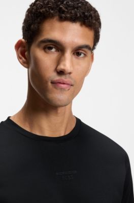 Camiseta Porsche x BOSS de algod&oacute;n mercerizado con gr&aacute;ficos en la espalda, Negro