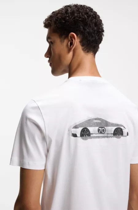 Porsche x BOSS mercerized-cotton T-shirt with rear graphics