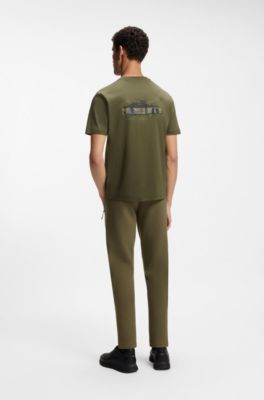 T-shirt Porsche x BOSS en coton merceris&eacute; &agrave; imprim&eacute; graphique au dos, Chaux