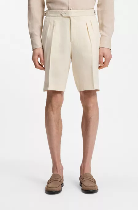 Tapered-fit shorts in linen twill