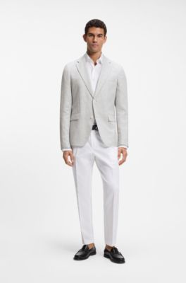 Blazer slim fit con estampado de pata de gallo pepita, Gris claro