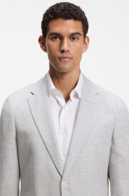 Blazer slim fit con estampado de pata de gallo pepita, Gris claro